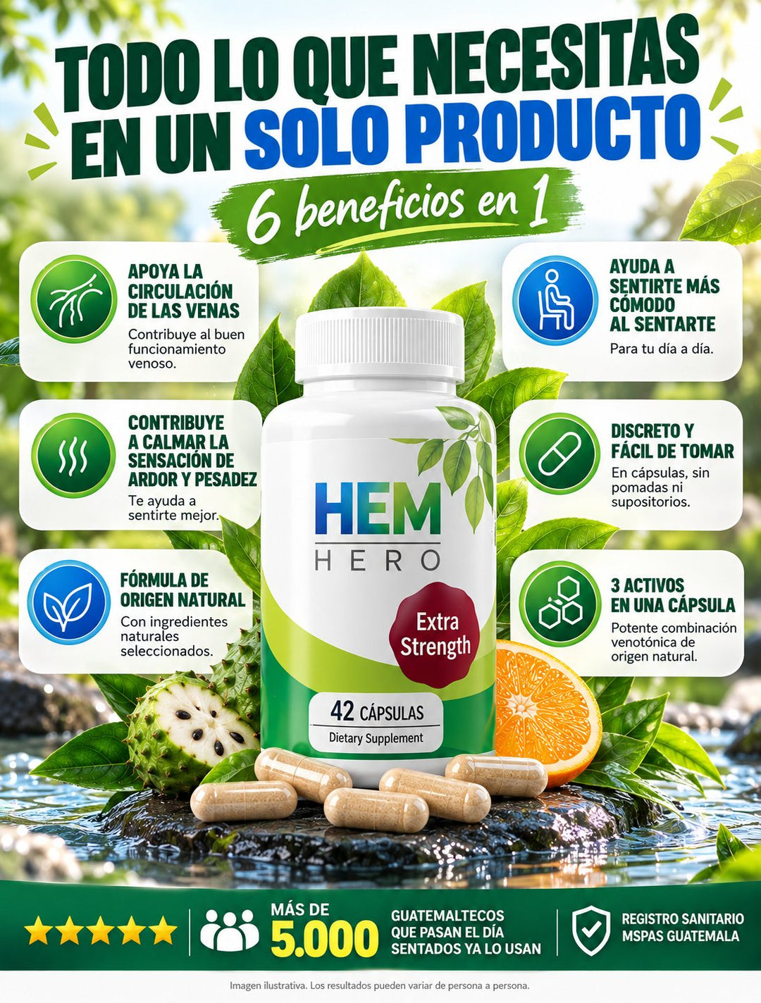 HEM HERO Extra Strength · 42 cápsulas
