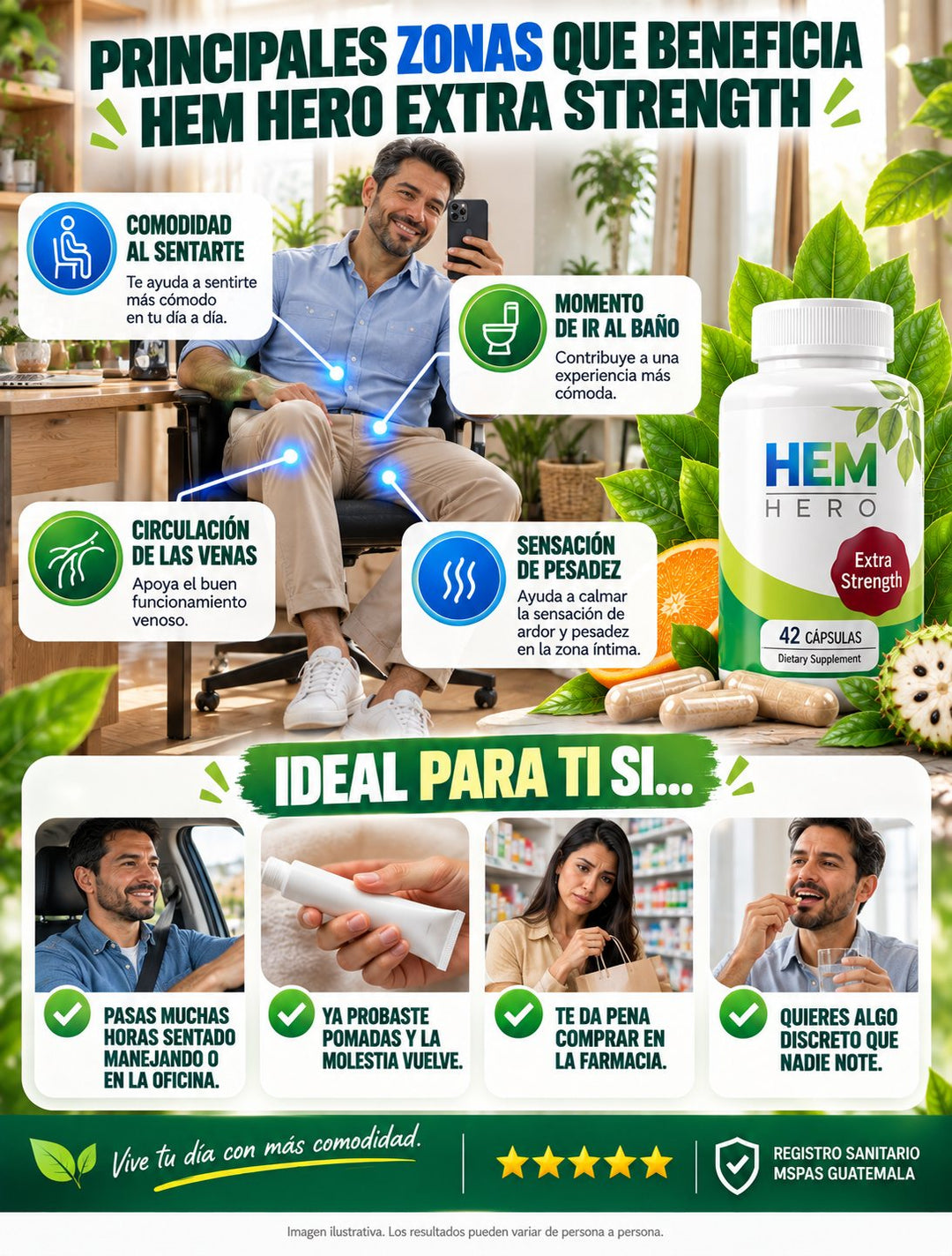 HEM HERO Extra Strength · 42 cápsulas