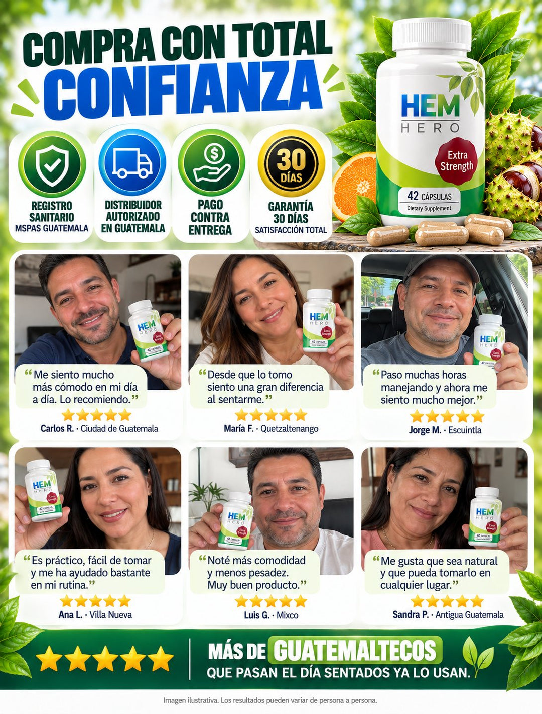HEM HERO Extra Strength · 42 cápsulas