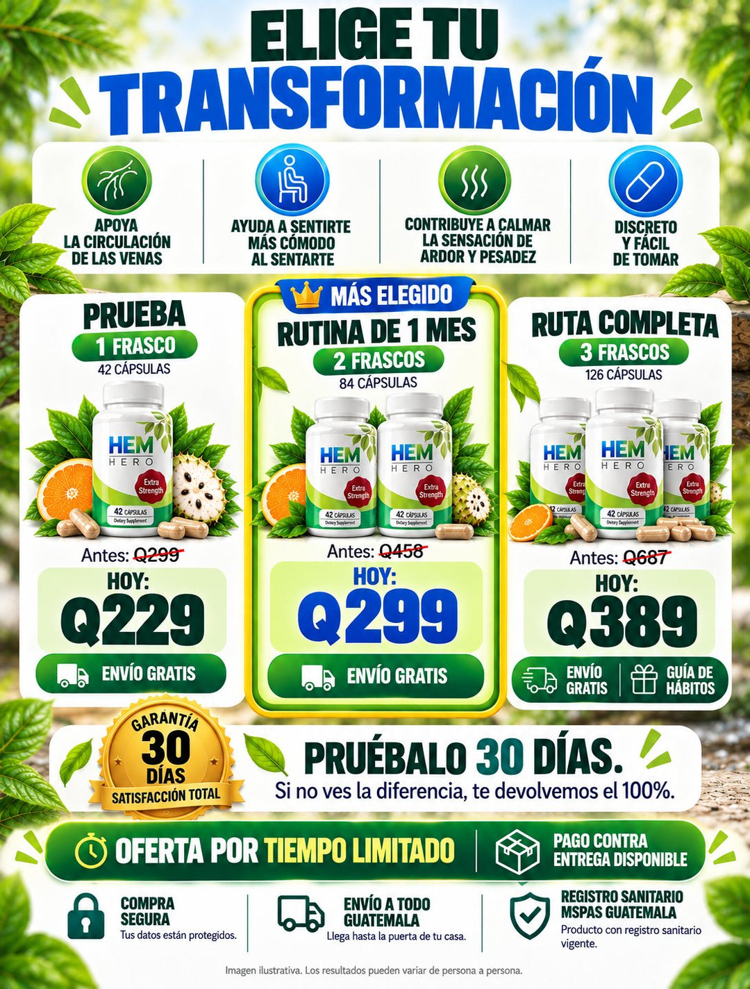 HEM HERO Extra Strength · 42 cápsulas